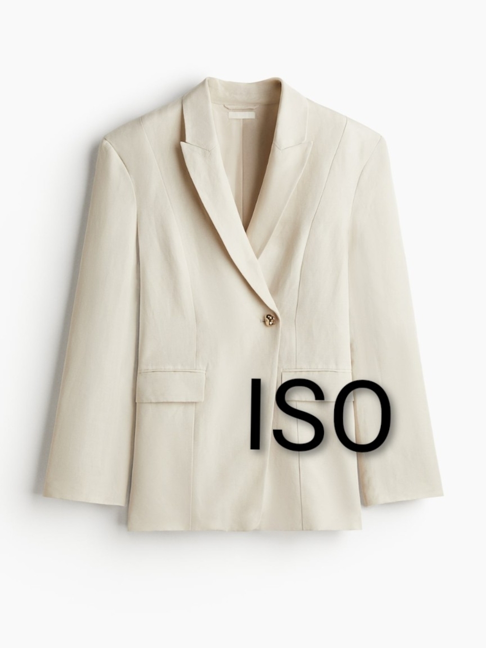 ISO: Womens Cream Single-Button Blazer H&M Linen Blazer With Irregular Button